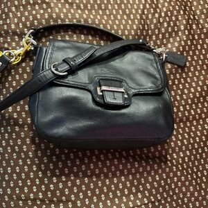 Coach TAYLOR Black Leather Crossbody Bag with Silver Hardware